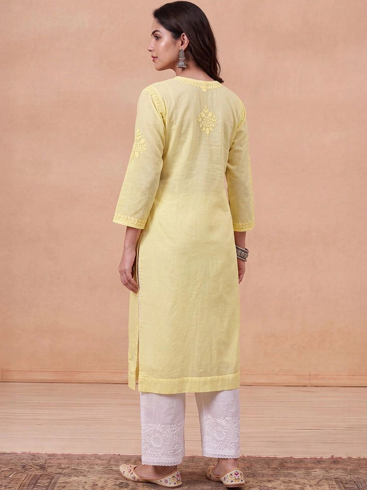 Rumah Wanita Chikankari Motif Etnik Sulam Benang Kerja Kurta