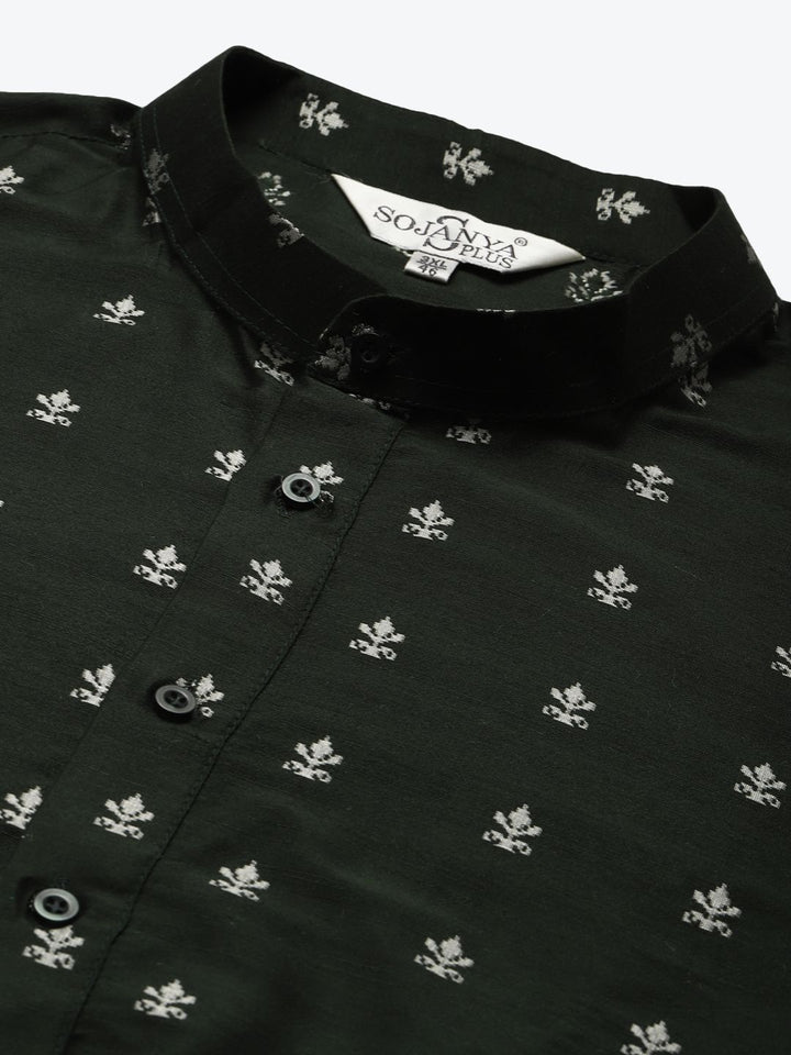 SOJANYA PLUS Men Dark Green Material: 80% Cotton, 20% Silk Machine-wash