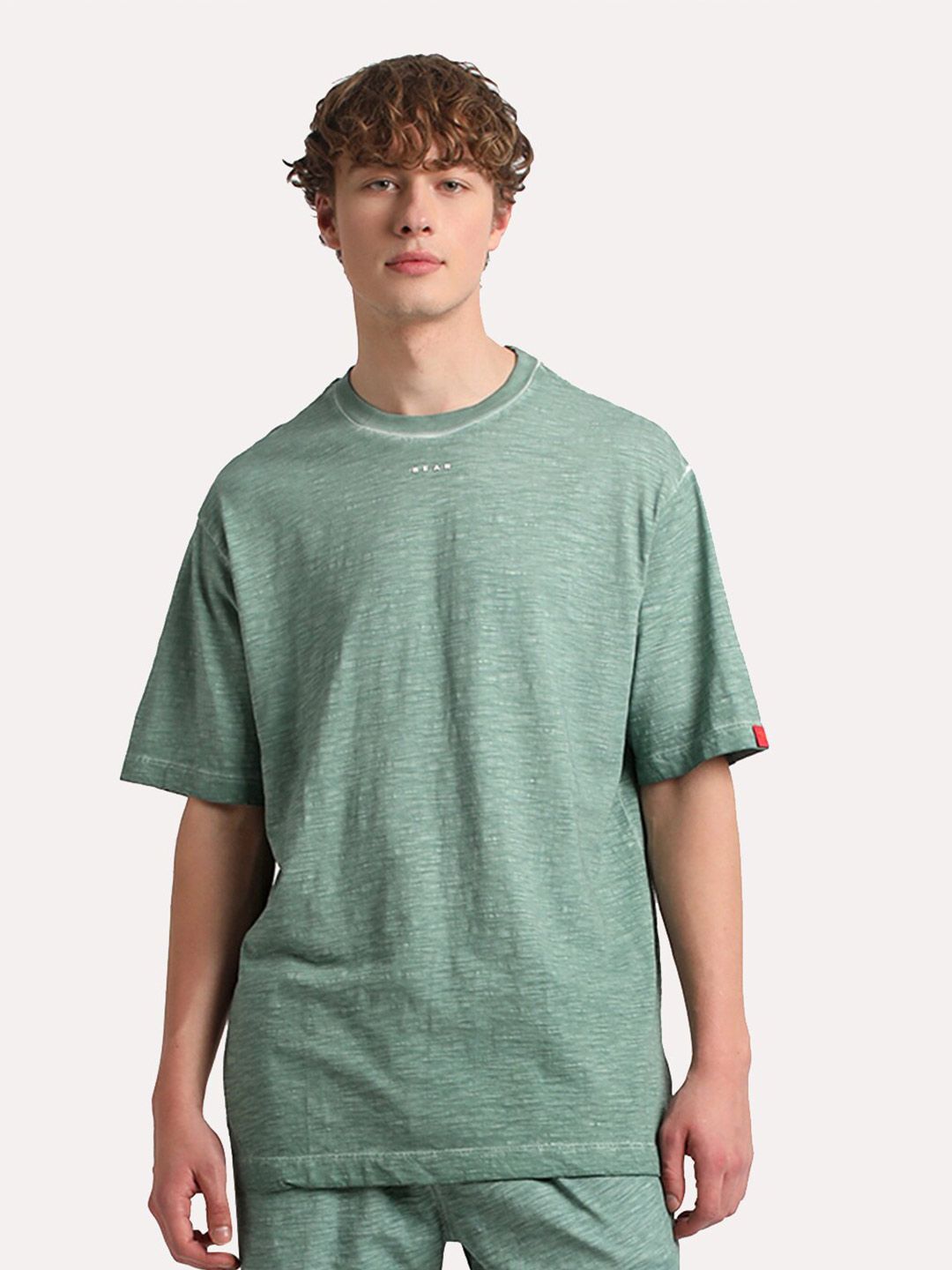 THE BEAR HOUSE Round Neck Drop-Shoulder Pure Cotton T-shirt