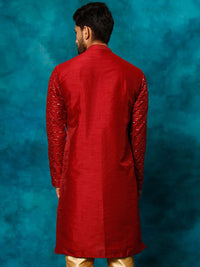 VASTRAMAY Embellished Mirror Work Mandarin Collar Straight Kurta