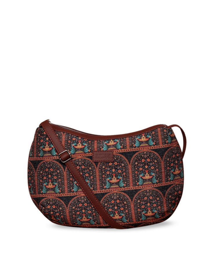 Motif etnik beraneka warna zouk beg sling separuh bulan
