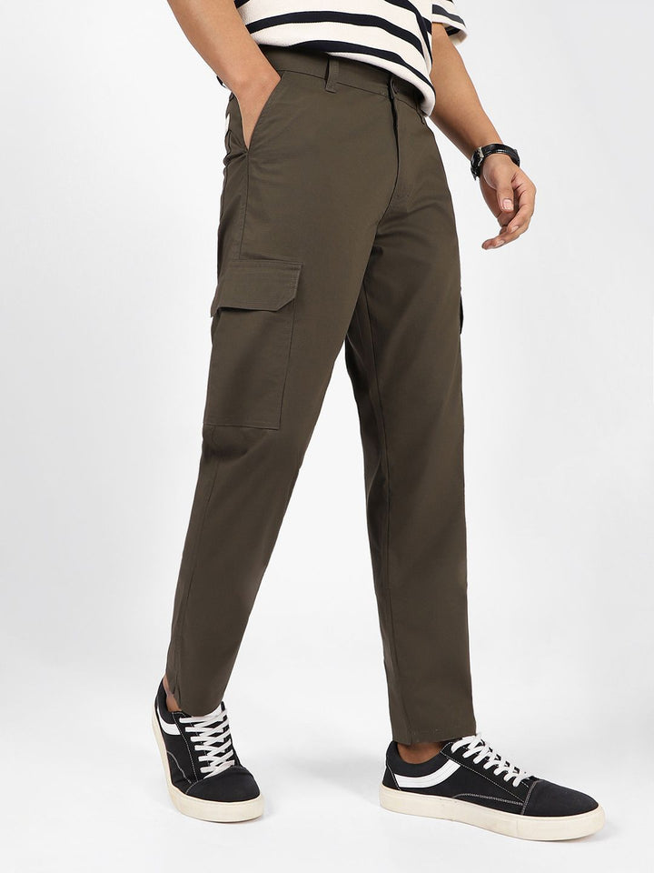 Urbano Fashion Men Mid-Rise Pure Cotton Cargo Trousers