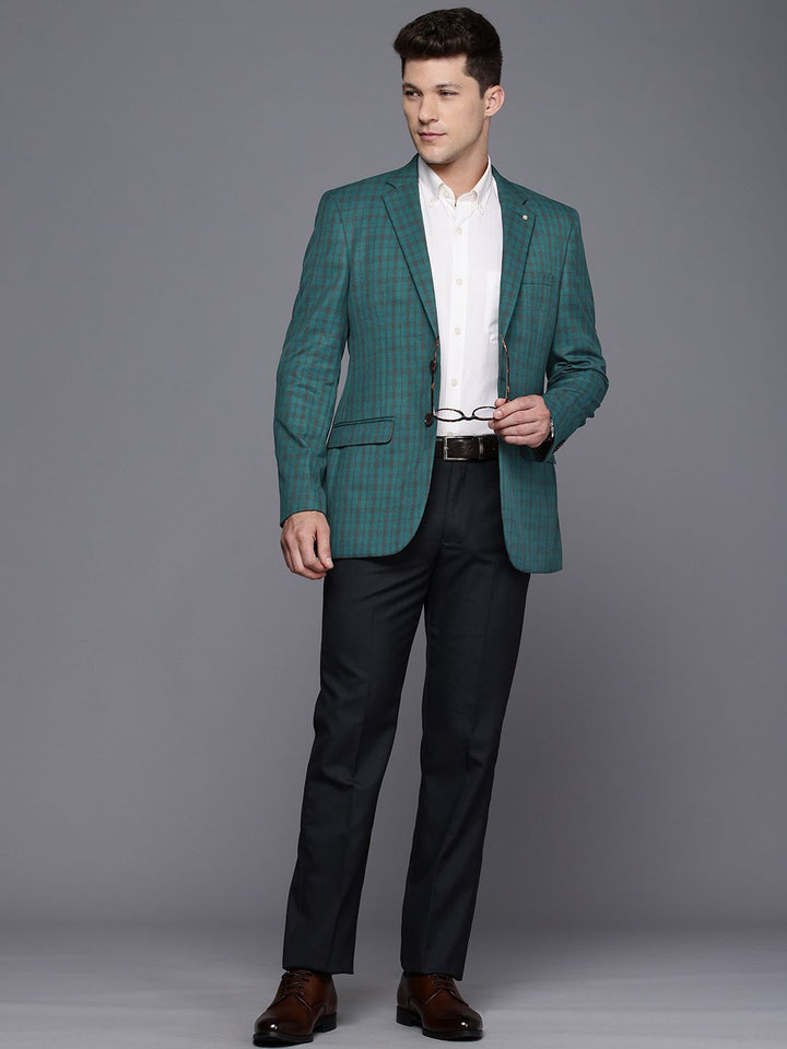 Raymond Contemporary Fit Single Breasted Checked Blazer