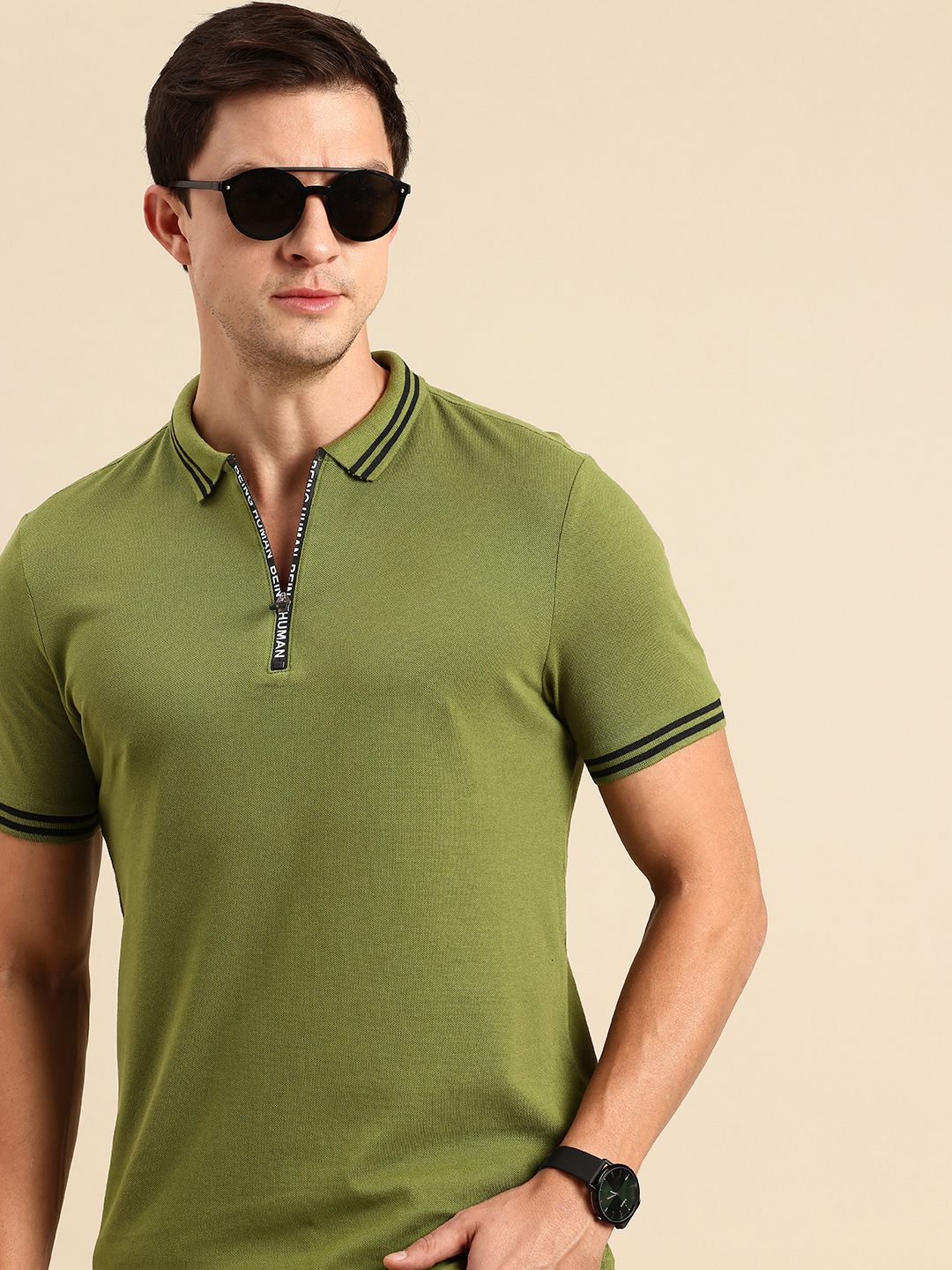 Being Human Polo Collar Pure Cotton T-shirt