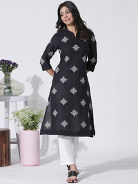 W Floral Embroidered Thread Work Kurta with Trousers