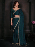 Saree mall Embellished Border Beads and Stones Satin Saree