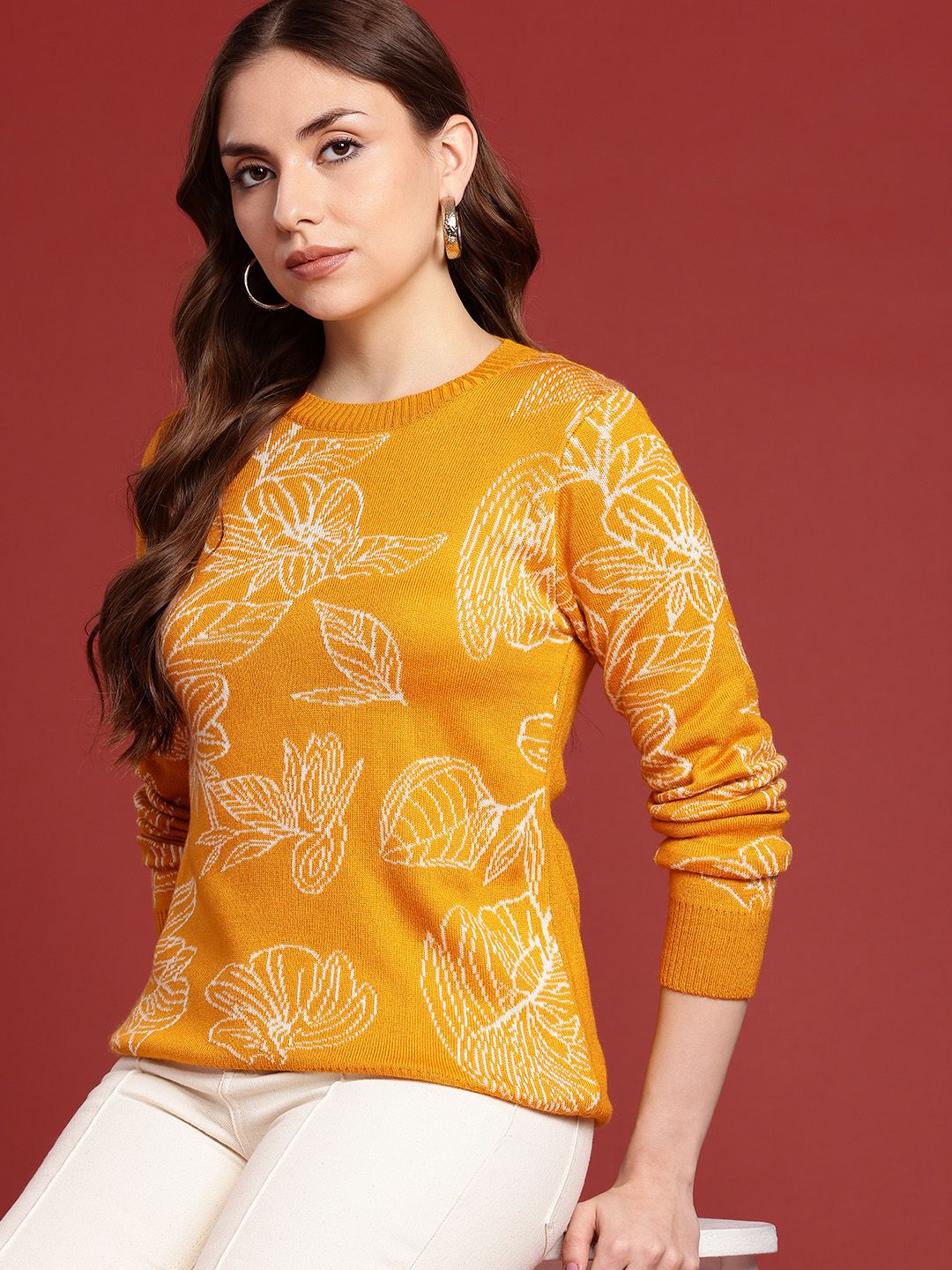 all about you Floral Self Design Pullover