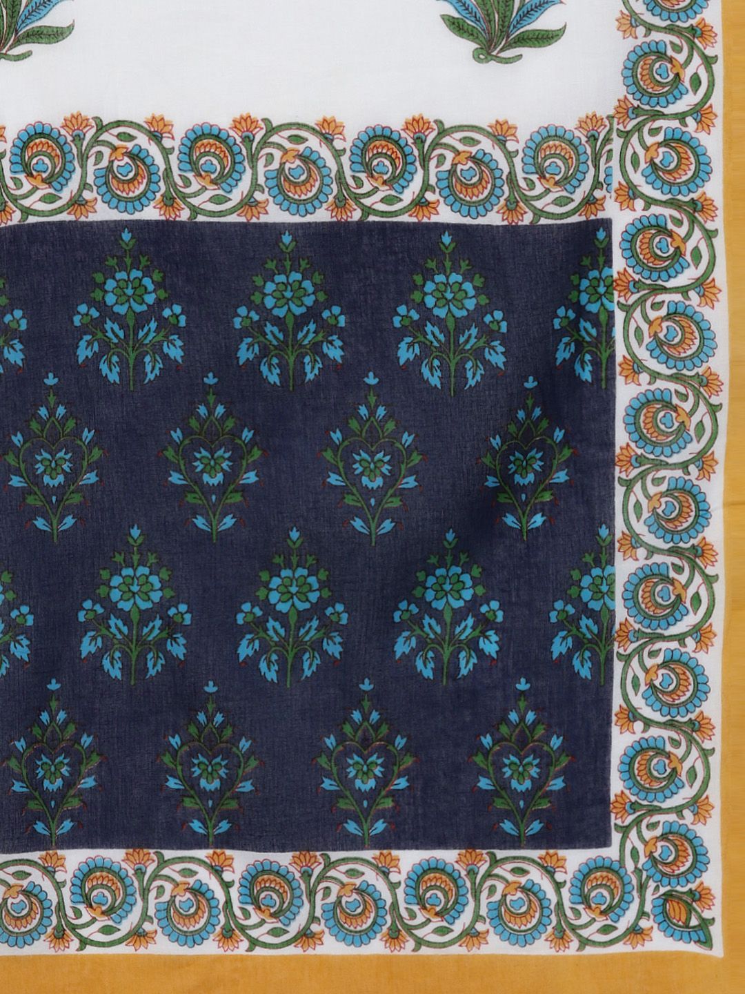 Libas Women Blue & Green Block Print Kurta with Trousers & Dupatta