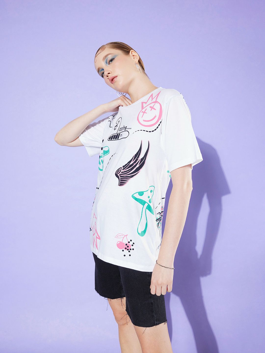 DILLINGER Graphic Printed Oversized Longline Pure Cotton T-shirt