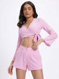 DressBerry Textured Super Crop Wrap Co-Ords