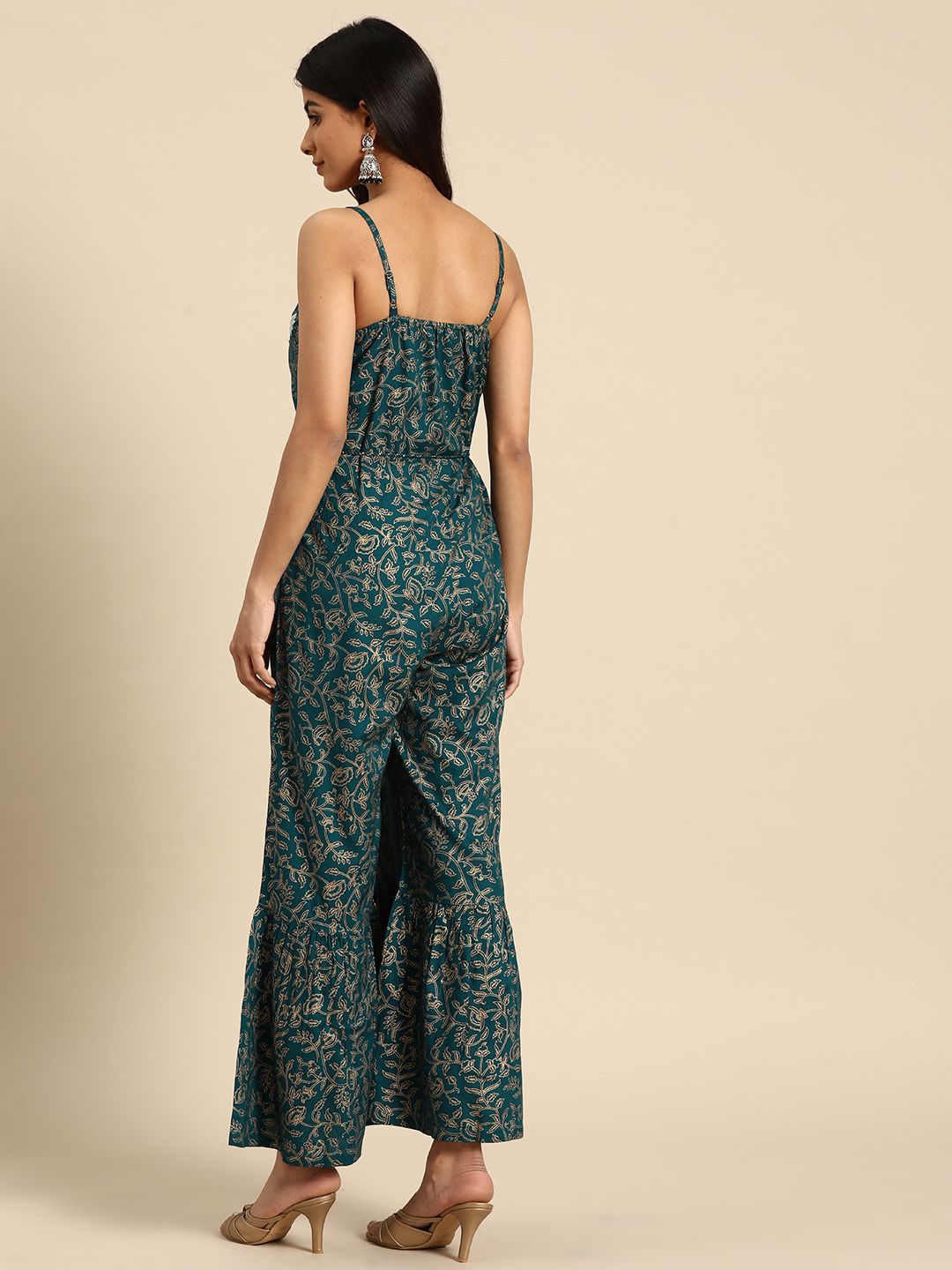 all about you Ethnic Motif Printed Shoulder Straps Embroidered Jumpsuit