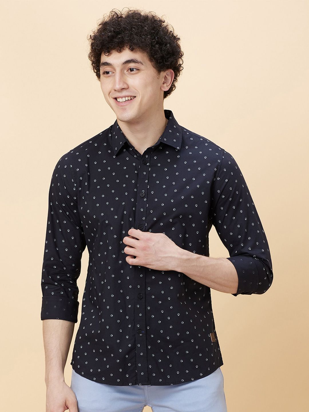 Being Human Slim Fit Opaque Printed Pure Cotton Casual Shirt