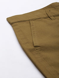 The Indian Garage Co Men Khaki Slim Fit Cotton Cargos Trousers