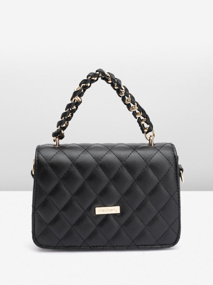 DressBerry Quilted Structured Satchel Bag