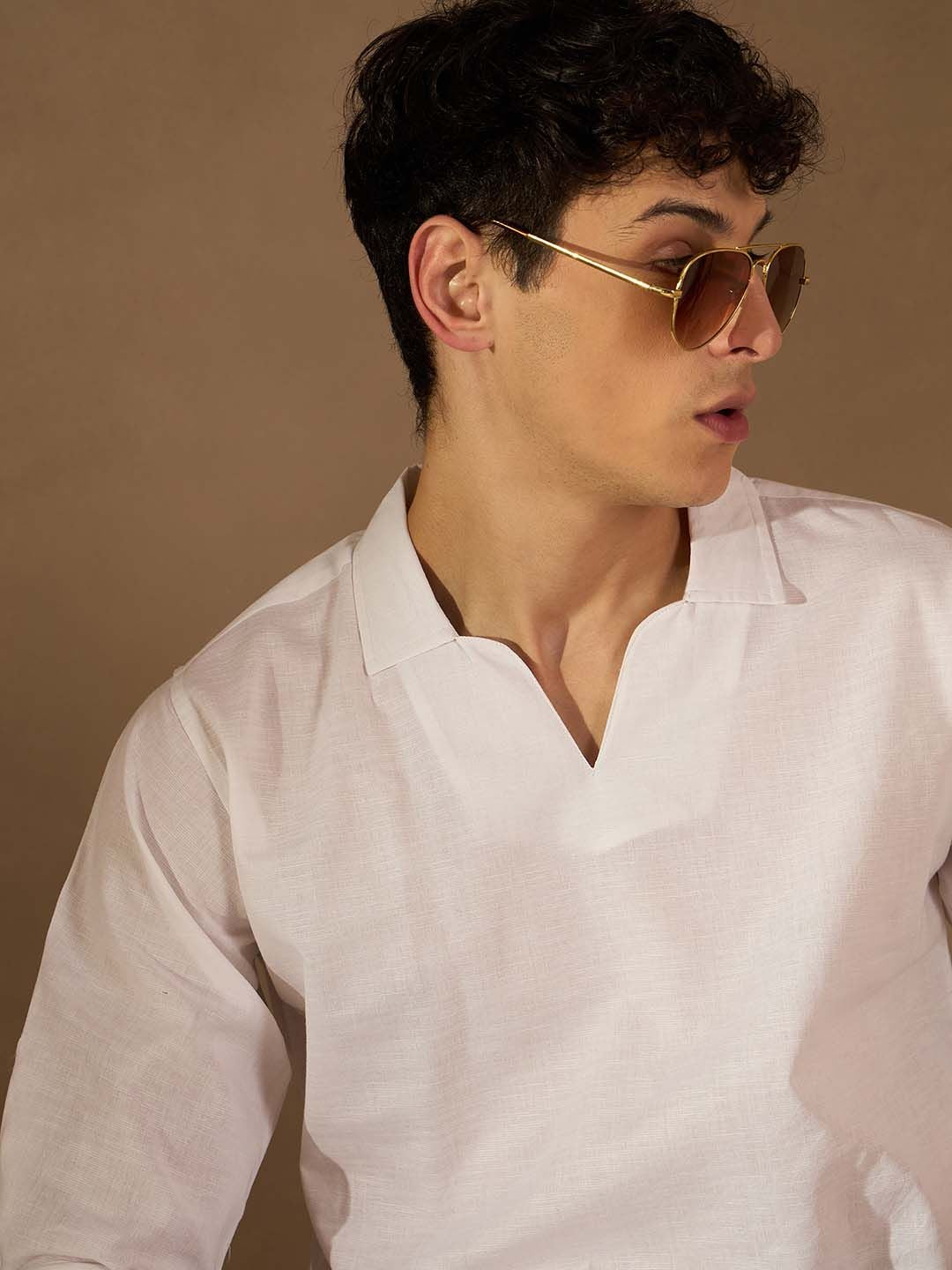 Dennison Men White Comfort Fit kurta