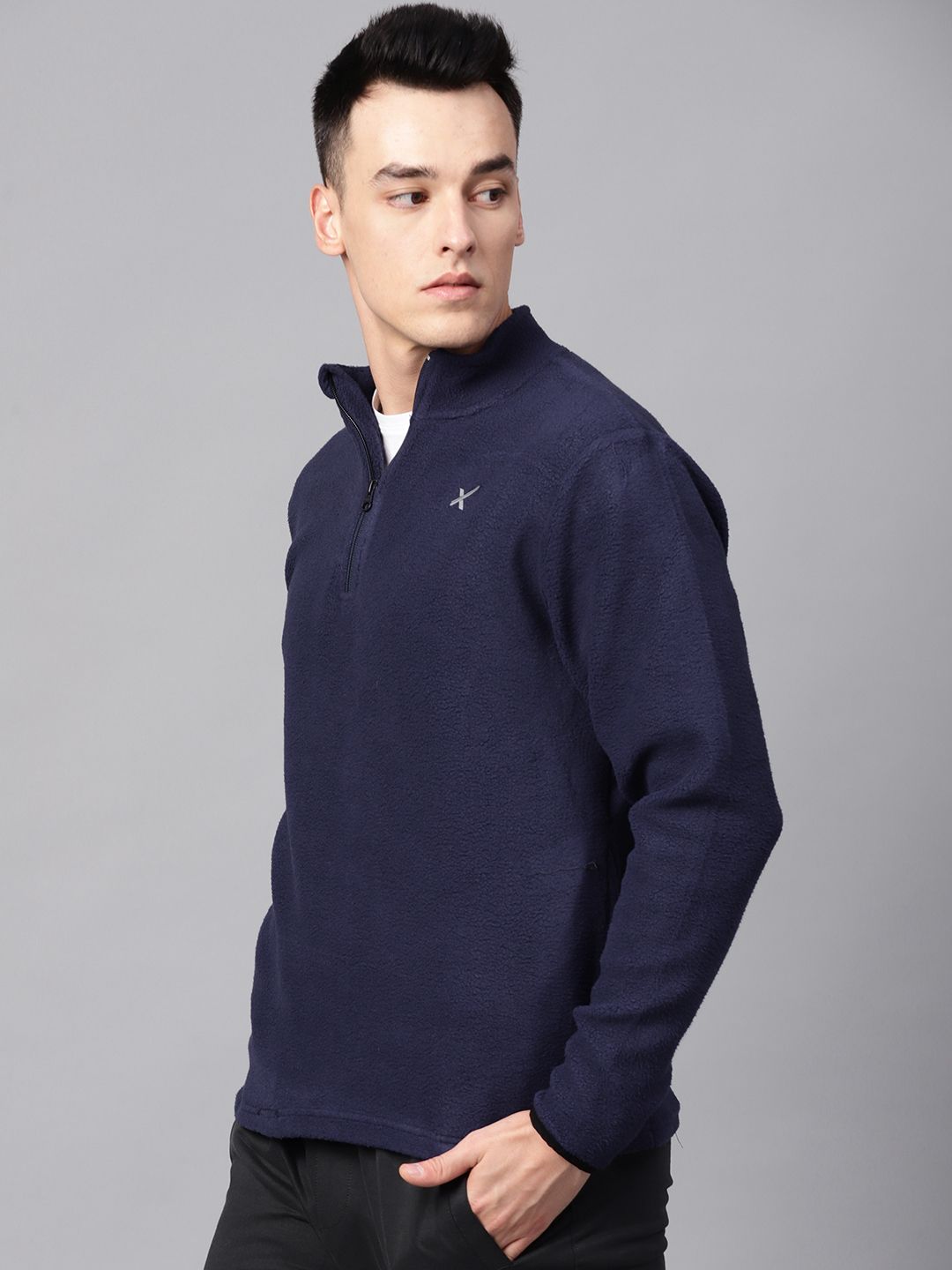 HRX by Hrithik Roshan Outdoor Men Navy Blue Solid Sweatshirt