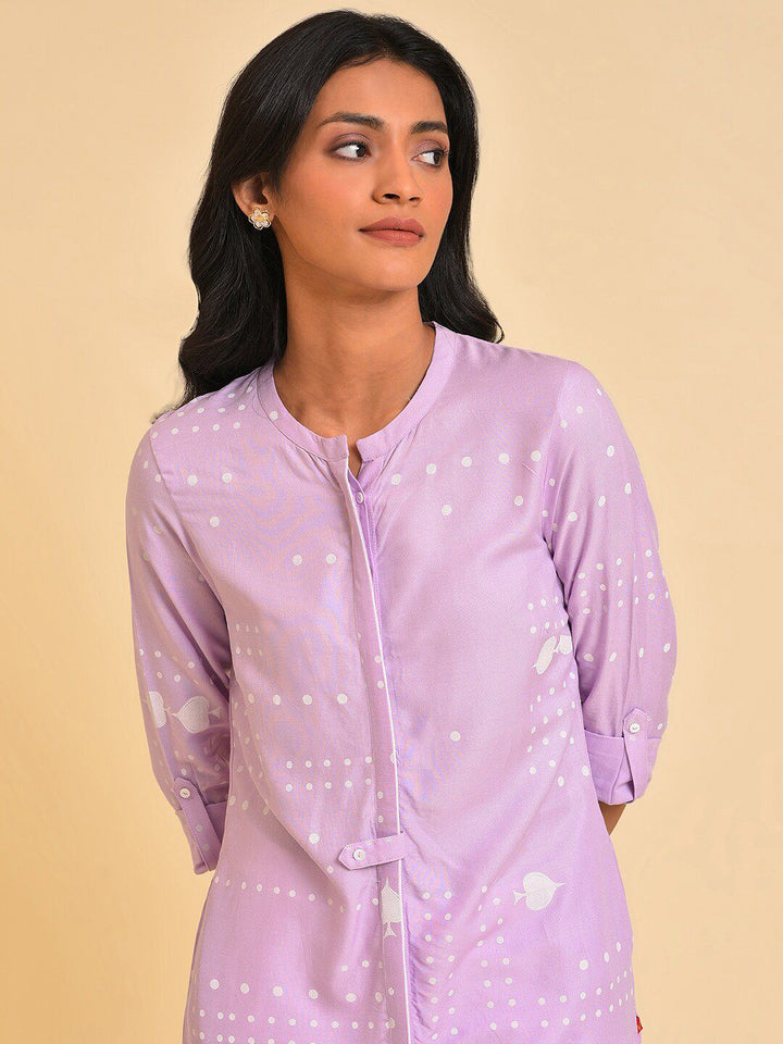 W Women Purple Geometric Thread Work Kurta
