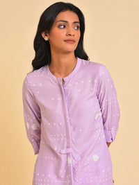 W Women Purple Geometric Thread Work Kurta