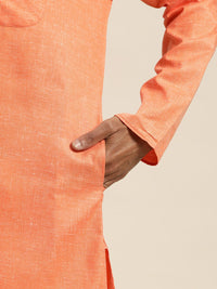 SOJANYA Men Orange Dobby Kurta