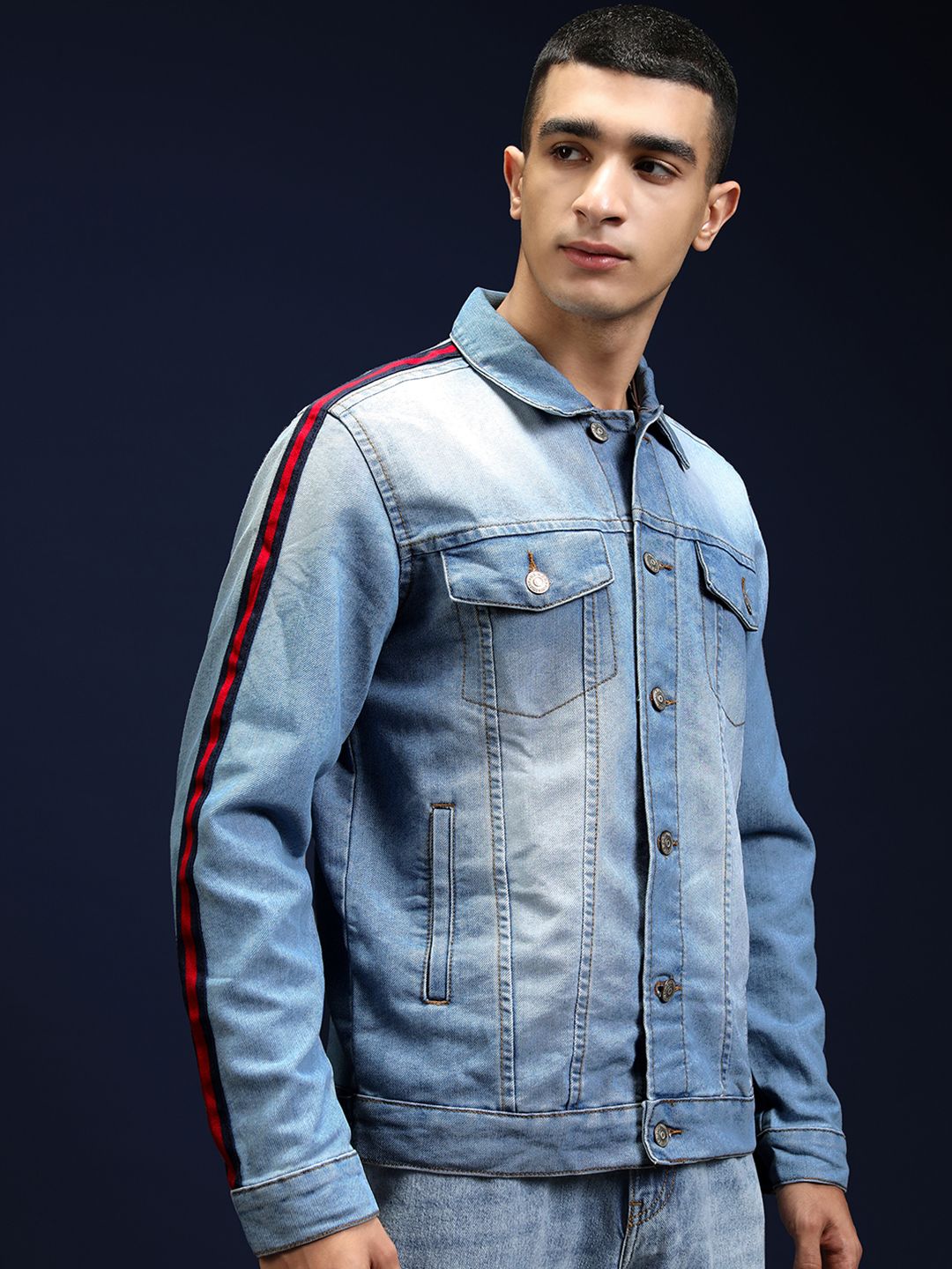 HIGHLANDER Men Blue Washed Denim Jacket