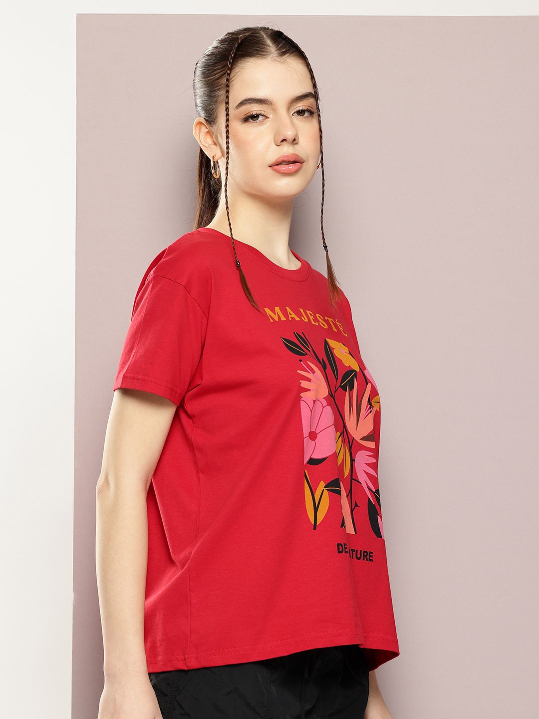 DILLINGER Floral Printed Boxy Fit Pure Cotton T-shirt