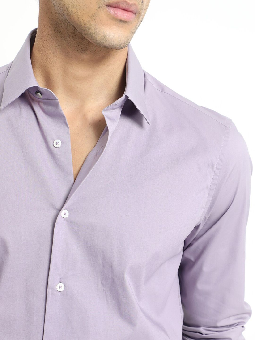 RARE RABBIT Men Neutons Purple Slim Fit Spread Collar Cotton Shirt
