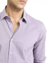 RARE RABBIT Men Neutons Purple Slim Fit Spread Collar Cotton Shirt