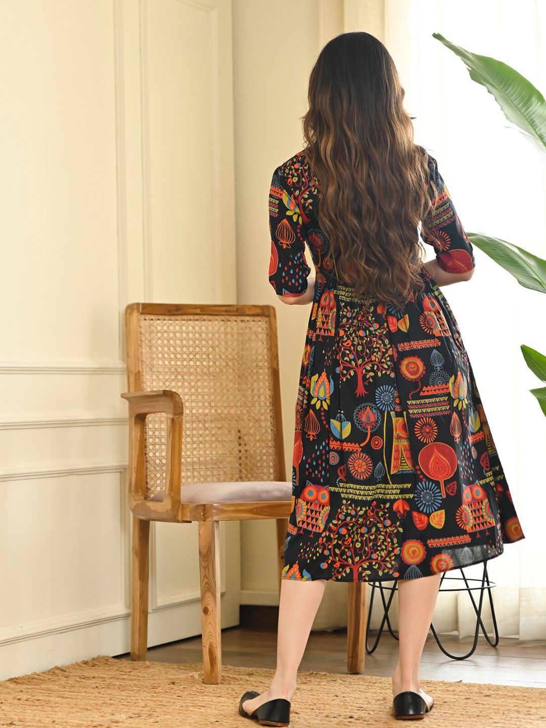 Rustorange A-Line Midi Dress