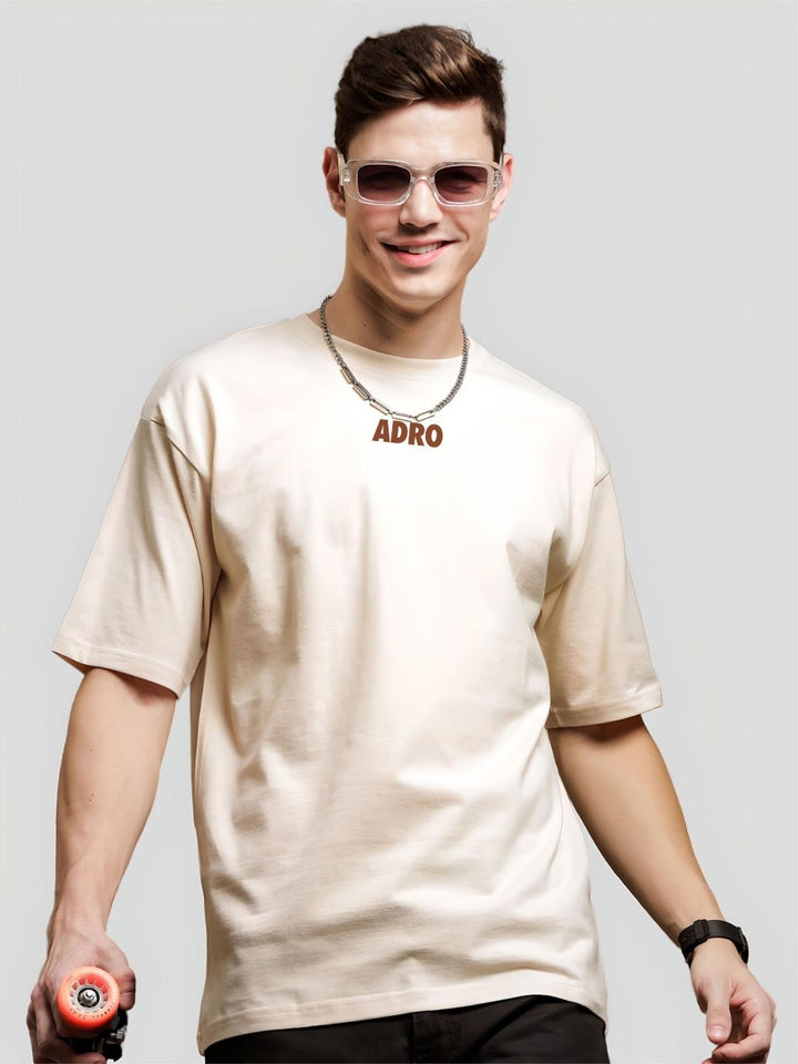 ADRO Lelaki Typography Drop-Shoulder Lengan Poket T-shirt