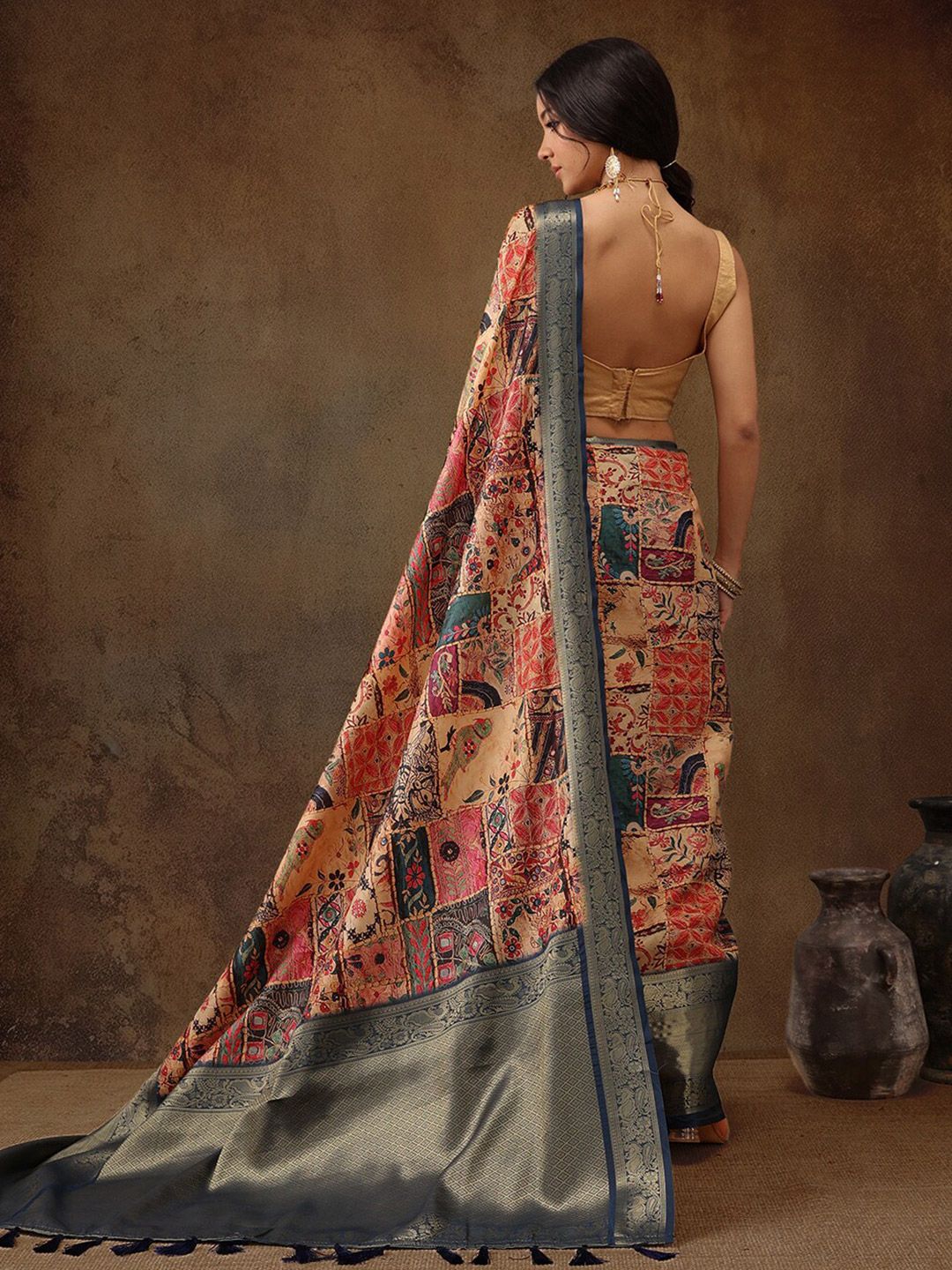 Silk Land Kanjeewaram Art Silk Zari Woven Digital Print saree