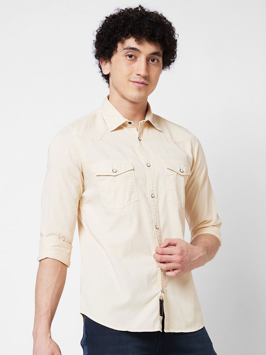 SPYKAR Spread Collar Cotton Casual Shirt