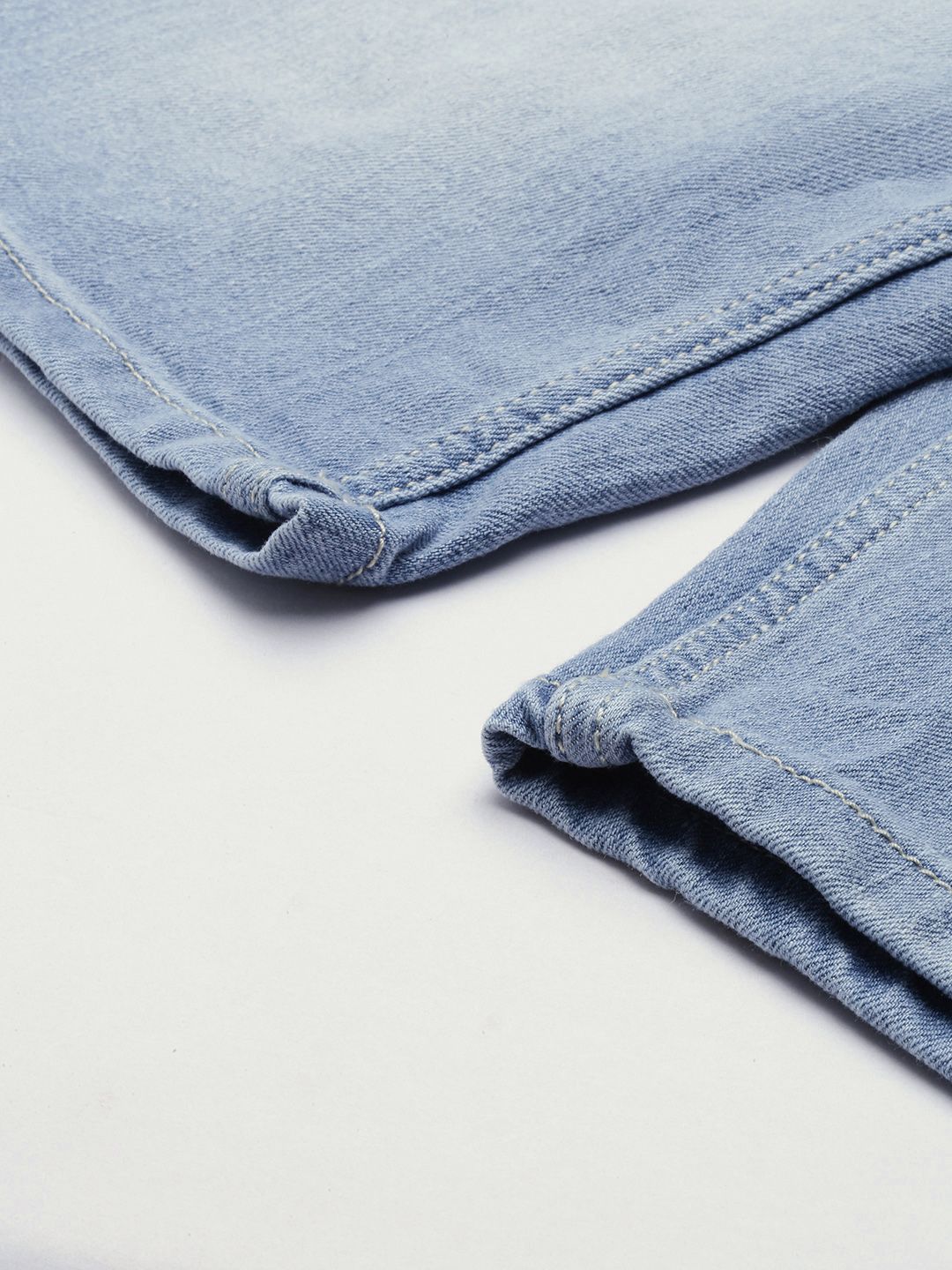 The Indian Garage Co Men Blue Washed Slim Fit Denim Shorts