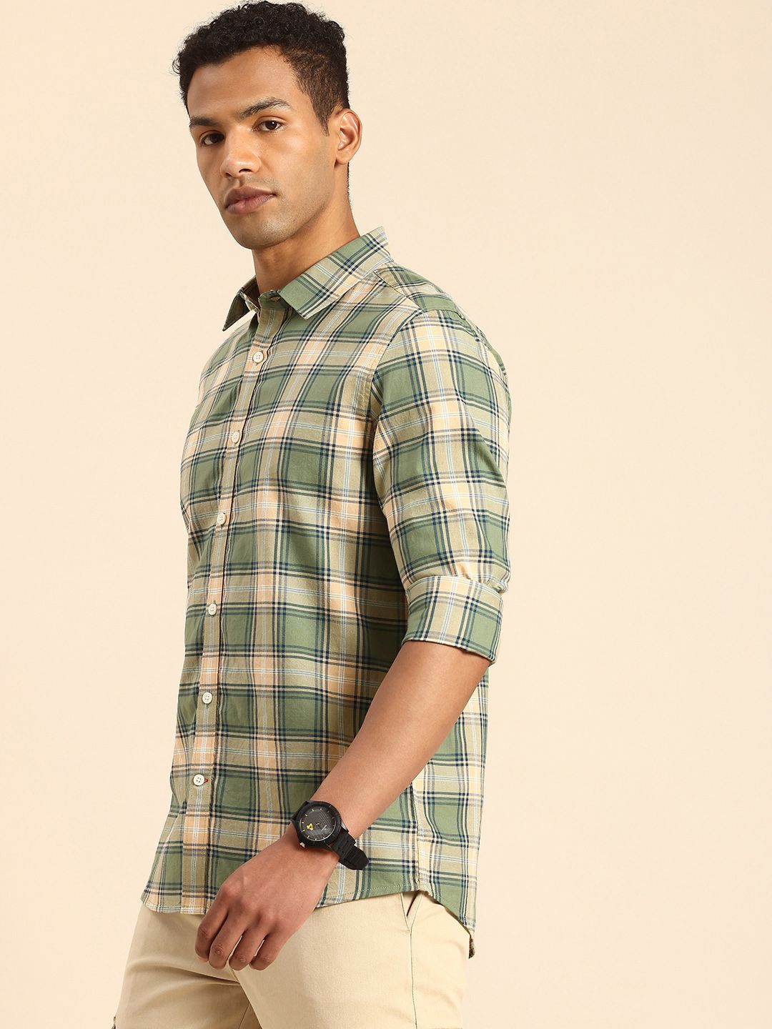 Being Human Slim Fit Checked Pure Cotton Casual Shirt