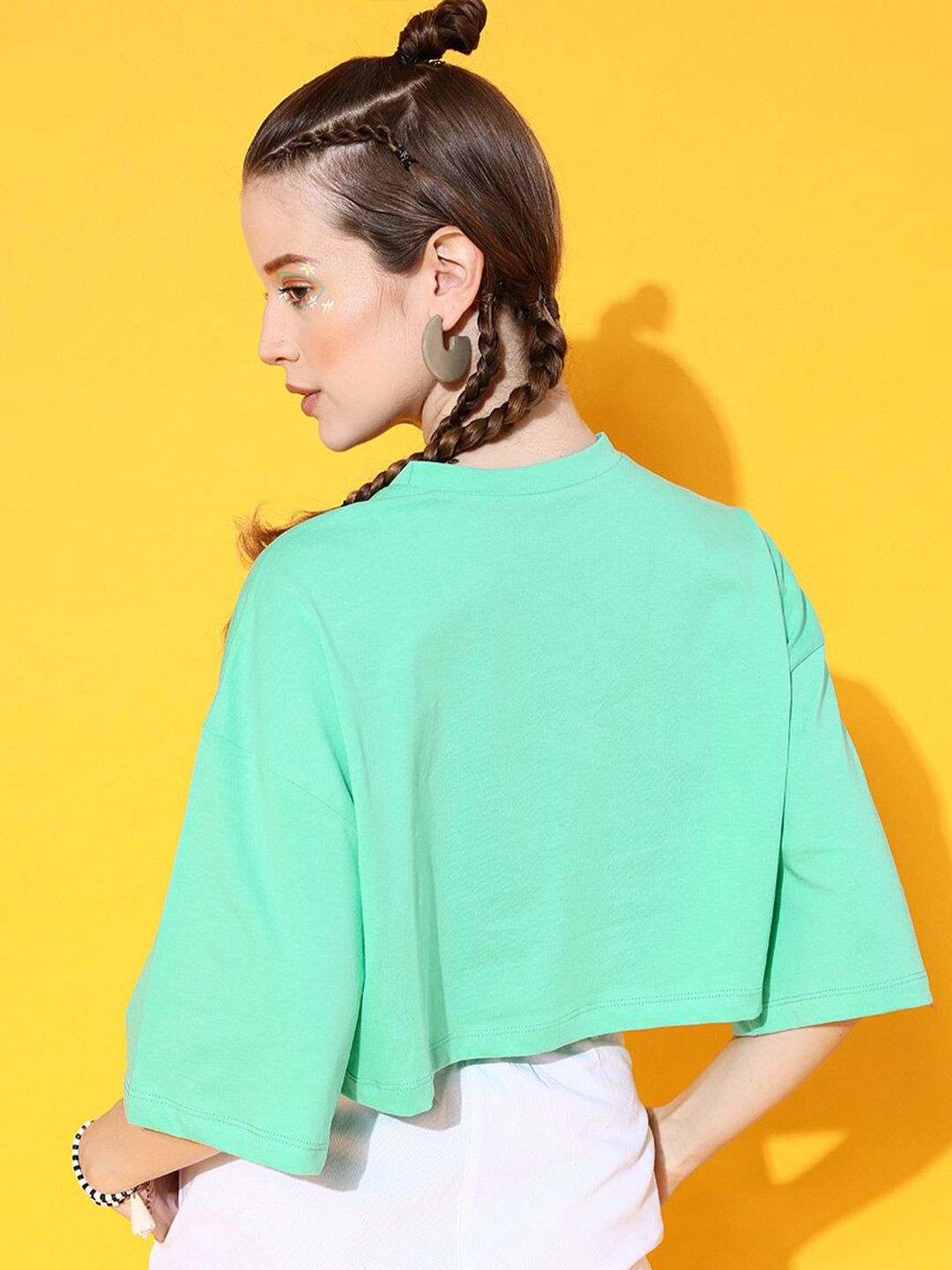 STREET 9 Women Sea Green Printed Tshirt