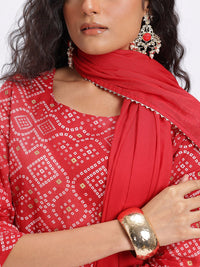 Anouk Floral Printed Pure Cotton Kurta with Trousers & Dupatta