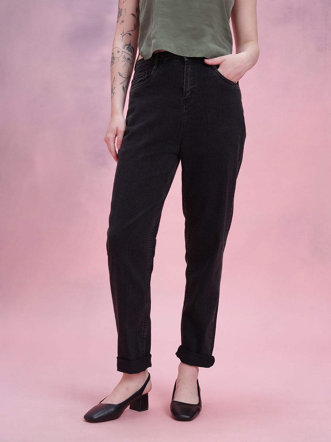DressBerry Women Mid-Rise Stretchable Mom Fit Jeans