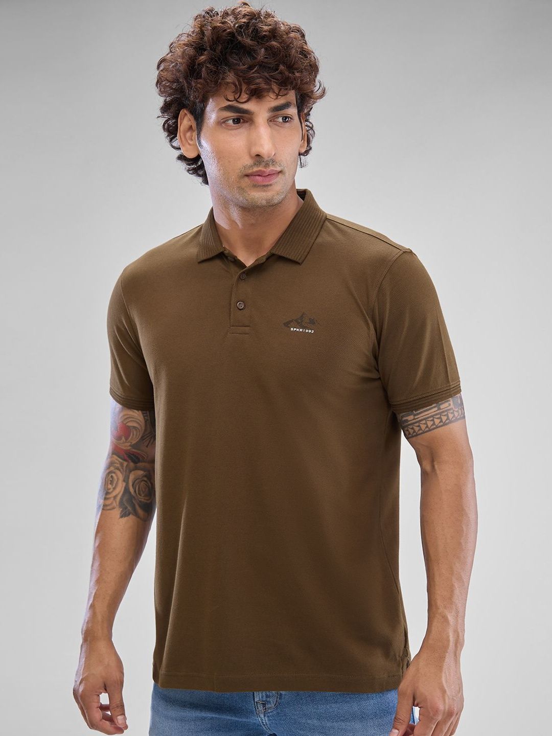 SPYKAR Men Polo Collar Solid Slim Fit T-shirt