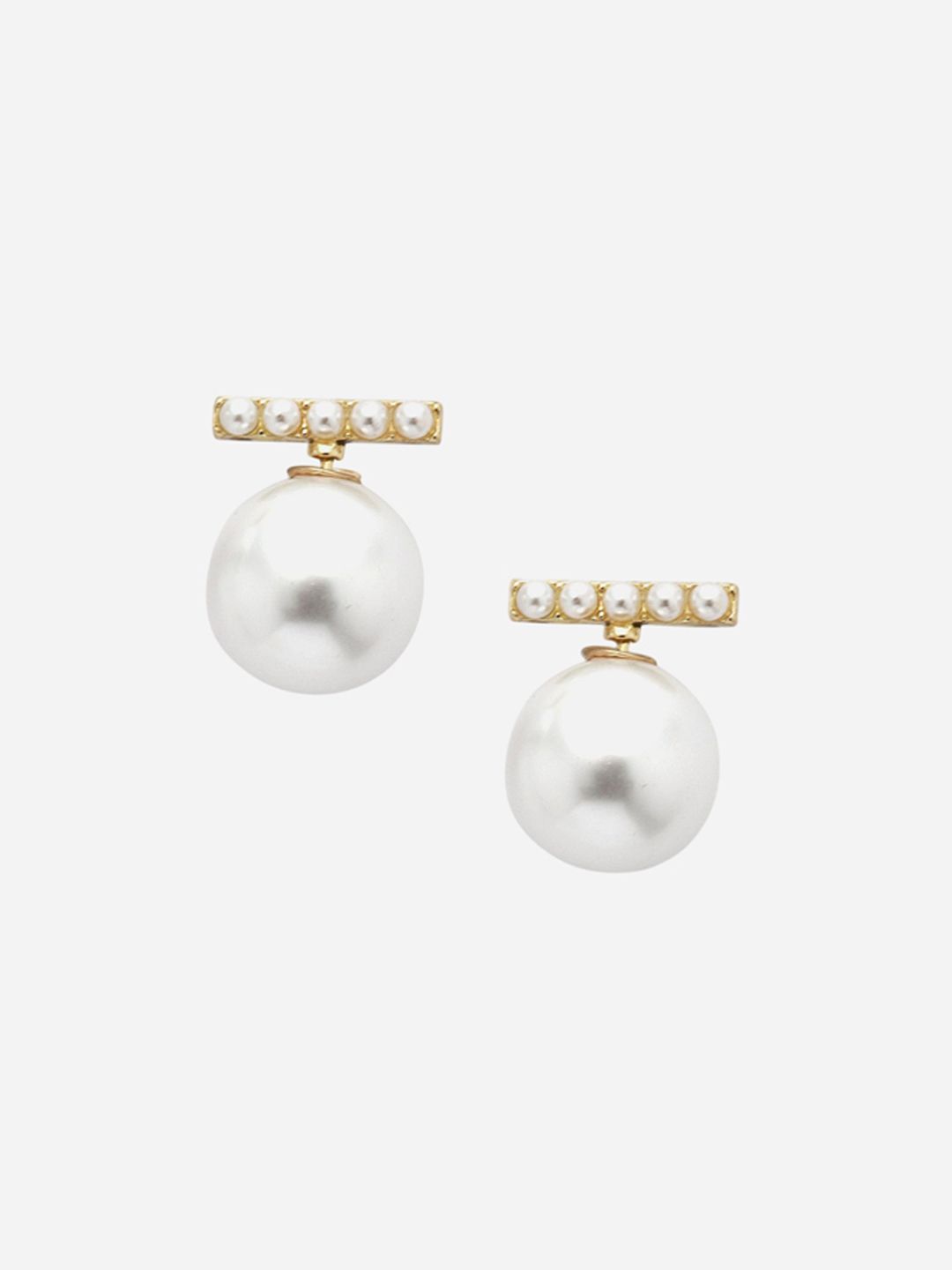 VOGUE PANASH Gold Plated Pearl Beaded Contemporary Studs Earrings