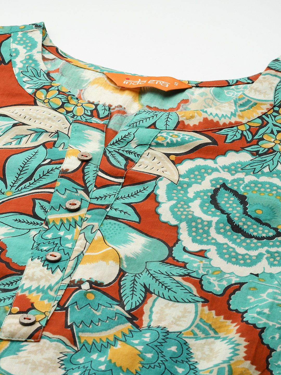 Indo Era Floral Printed Pure Cotton Kurta