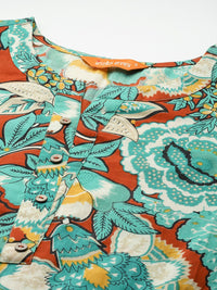 Indo Era Floral Printed Pure Cotton Kurta