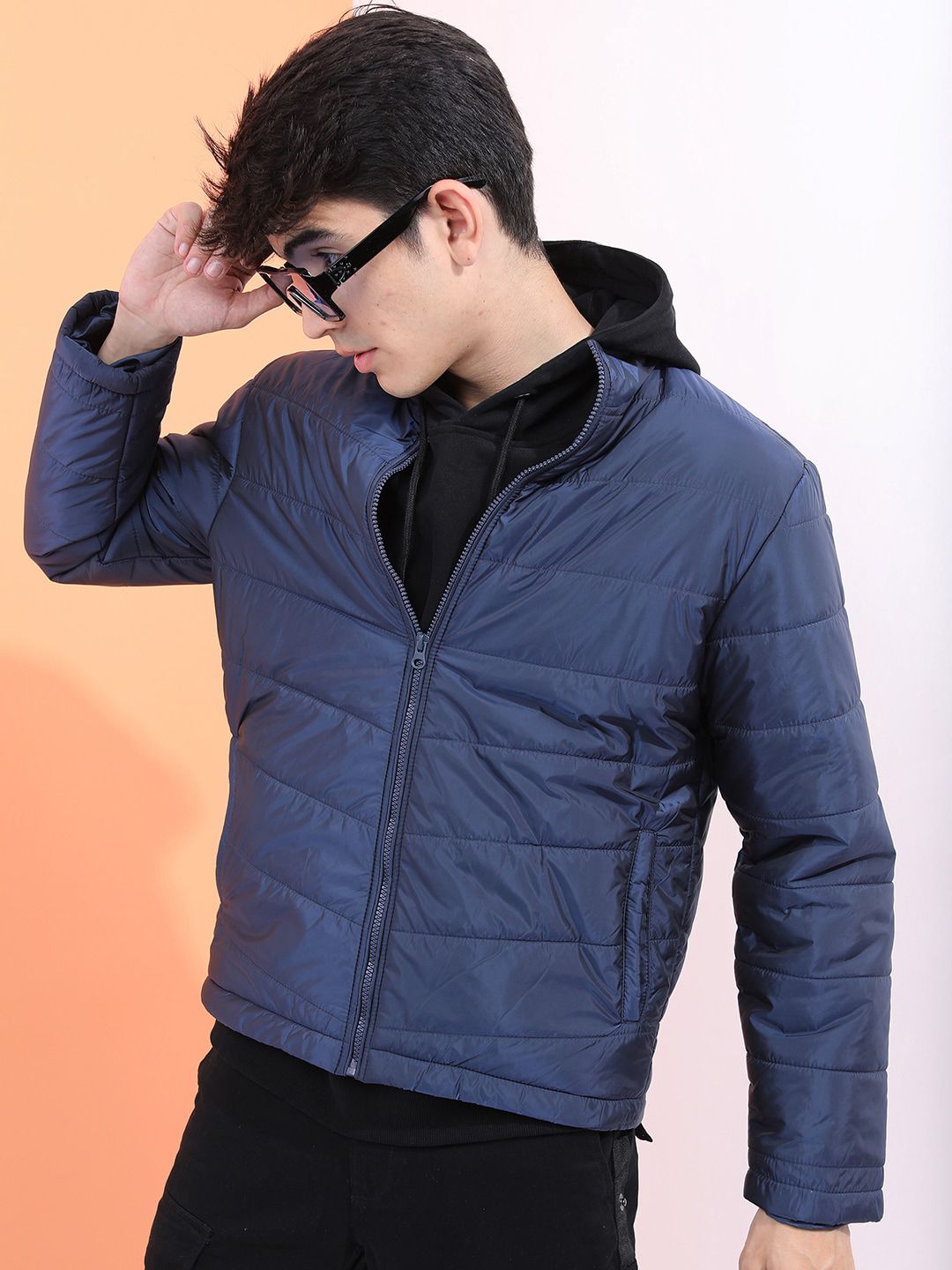 HIGHLANDER Men Navy Blue Padded Jacket