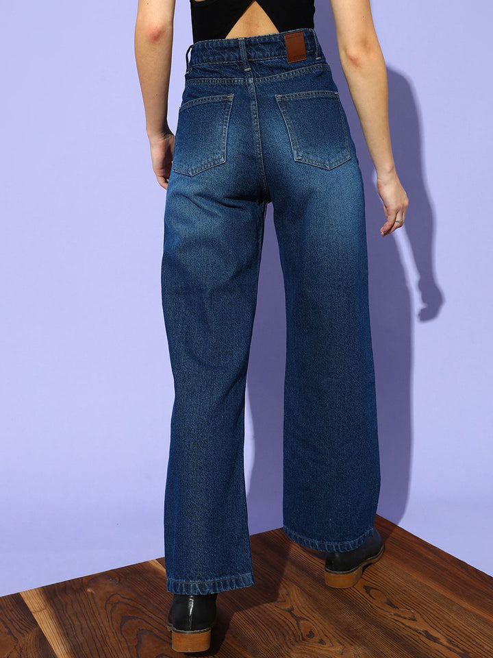 STREET 9 Women Blue Flared High-Rise Highly Distressed Light Fade Jeans