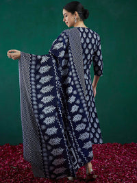 Indo Era Ethnic Motifs Printed Thread Work Straight Kurta With Trousers & Dupatta