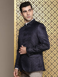 House of Pataudi Self Design Mandarin Collar Bandhgala Jashn Blazers