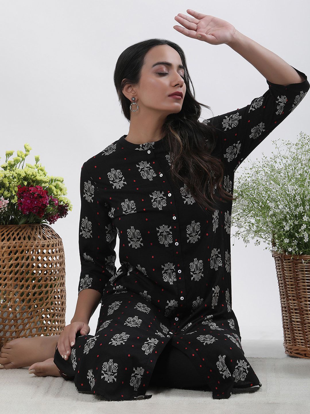 W Printed Regular Kurta with Palazzo