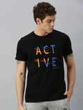 HRX by Hrithik Roshan Men Black Printed Bio-Wash Training Tshirt