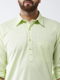 SOJANYA Men Green Solid Straight Kurta