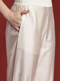 Anouk Floral Yoke Design Empire Style A-Line Kurta with Trousers & Dupatta