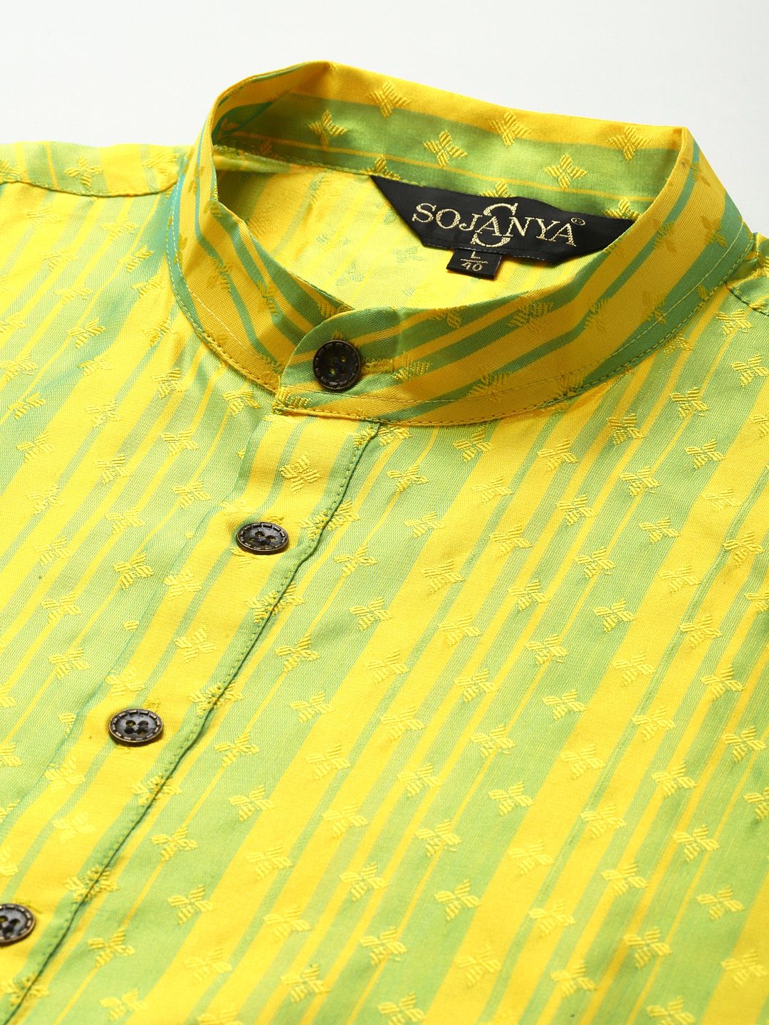 SOJANYA Lelaki Sutera Blend Motif Etnik Sulam Kurta