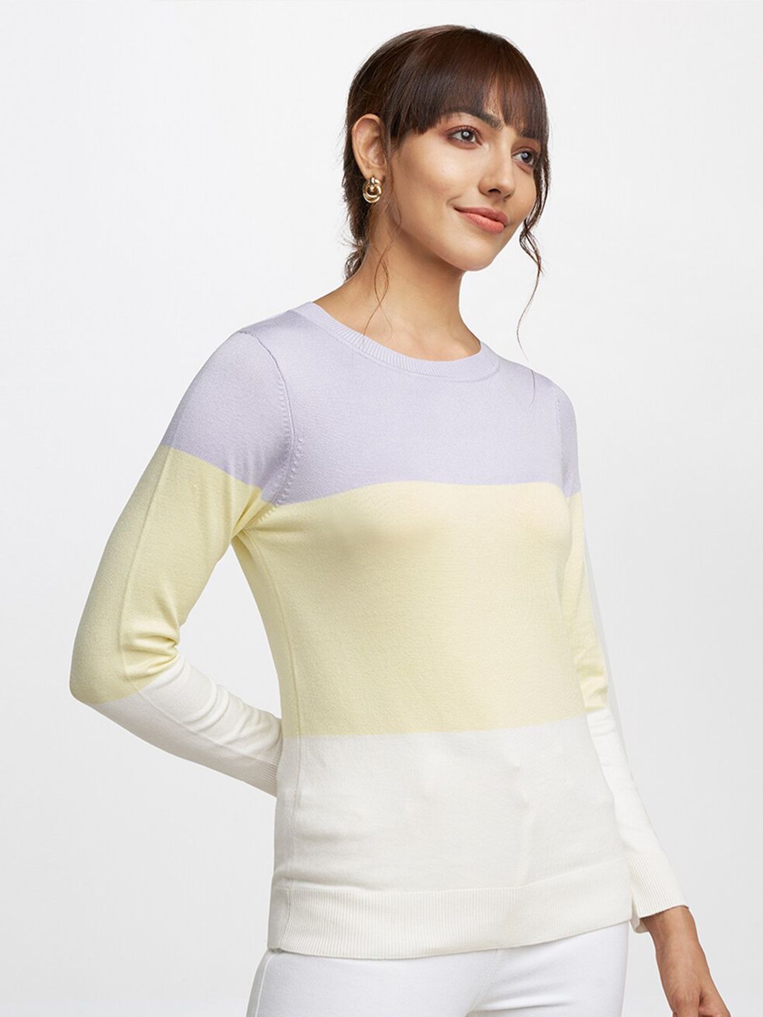 AND Lavender & Yellow Colourblocked Top